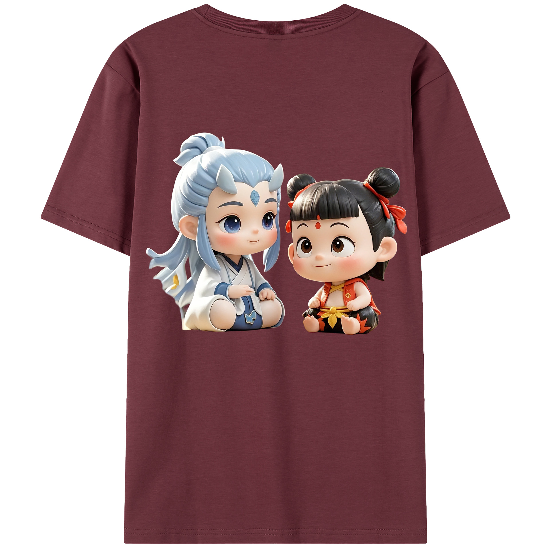 （画像用） Ne Zha 2 ナタ 魔童の大暴れ 綿100％半袖Tシャツ（背面プリント）